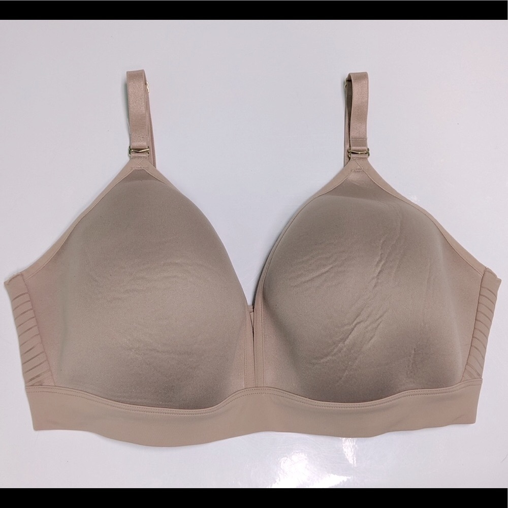 ThirdLove Seamless Stripe Wireless Bra - 36D - Nude/Taupe/Tan